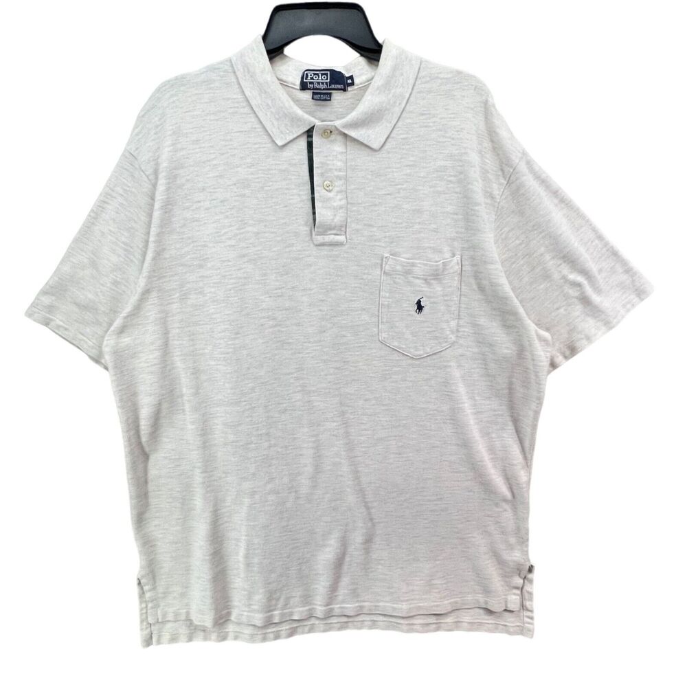 Vintage Polo Ralph Lauren Shirt Mens XL Ivory Cotton Pony Logo‎ Made USA Preppy